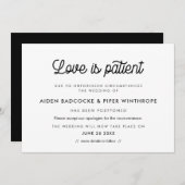  script Liefde is geduldige bruiloft update Kaart (Voorkant / Achterkant)