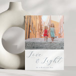 Script Liefde Licht Eenvoudig Chanoeka 2 Blauw Fot Feestdagenkaart<br><div class="desc">Script Liefde Licht Eenvoudig Chanoeka 2 Blauw Foto Vakantie Kaart</div>