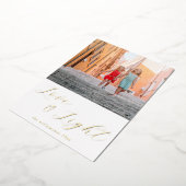 Script Liefde Licht Eenvoudige Chanoeka Twee Foto  Folie Feestdagenkaart (Gedraaid)