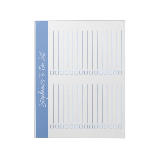 Script Light Blue 8.5x11 Two Column Checklist Notitieblok (Linkerzijde)