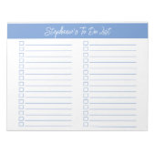 Script Light Blue 8.5x11 Two Column Checklist Notitieblok (Voorkant)