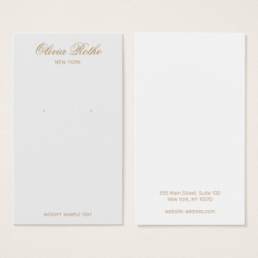 Script Light Grey Earring Display Visitekaartje (Voorkant /achterkant)