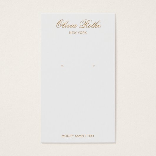  Script Light Grey Earring Display Visitekaartje (Voorkant)