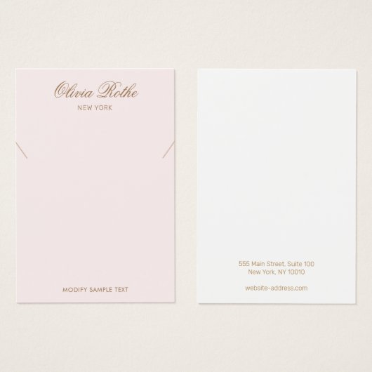  Script Light Pink Ketting Display Visitekaartje (Voorkant /achterkant)