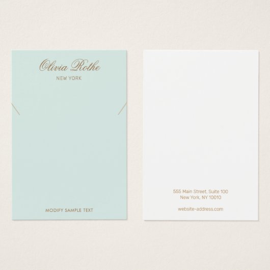  Script Light Turquoise Ketting Display Visitekaartje (Voorkant /achterkant)