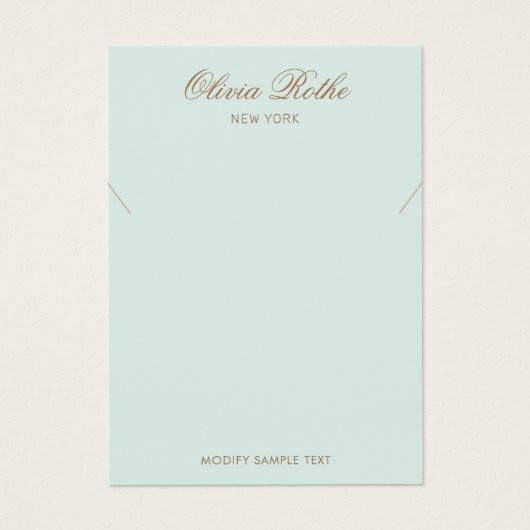 Script Light Turquoise Ketting Display Visitekaartje (Voorkant)