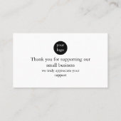 Script Logo Thank You Card for Your Support Busine Visitekaartje (Achterkant)