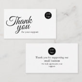 Script Logo Thank You Card for Your Support Busine Visitekaartje (Voorkant / Achterkant)