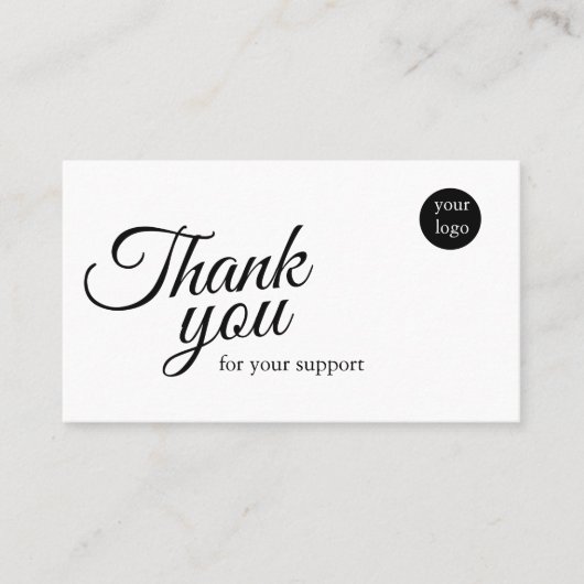 Script Logo Thank You Card for Your Support Busine Visitekaartje (Voorkant)