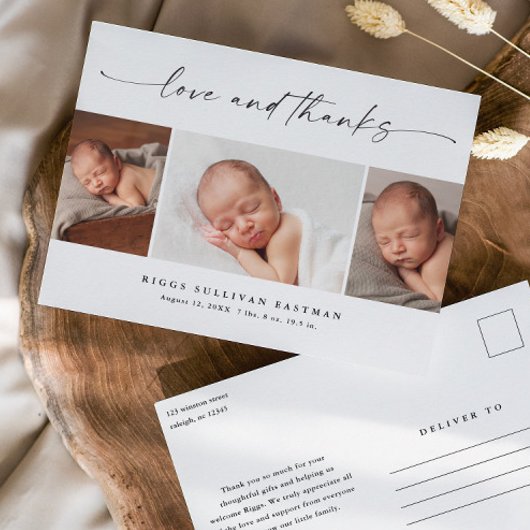 Script Love and Thanks Photo Baby Thank You  Briefkaart