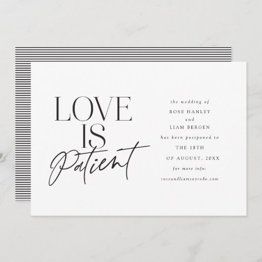 Script Love Bruiloft Uitgesteld Nieuwe Datum Aankondiging (Voorkant / Achterkant)