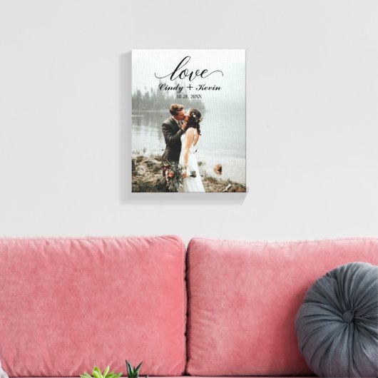 Script Love Custom Family Name Weddenschap Bride G Canvas Afdruk (Insitu (Woonkamer))