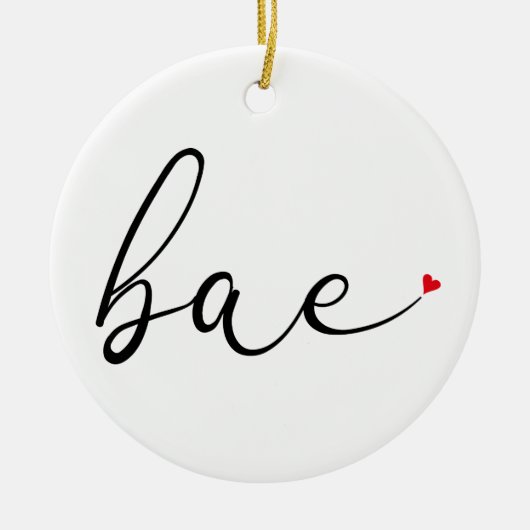 Script Love Heart Bae Definition Keramisch Ornament (Voorkant)