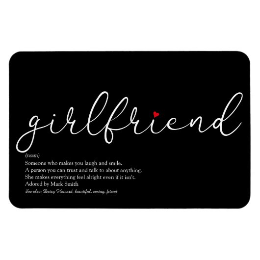 Script Love Heart Girlriend Definition Magneet (Horizontaal)