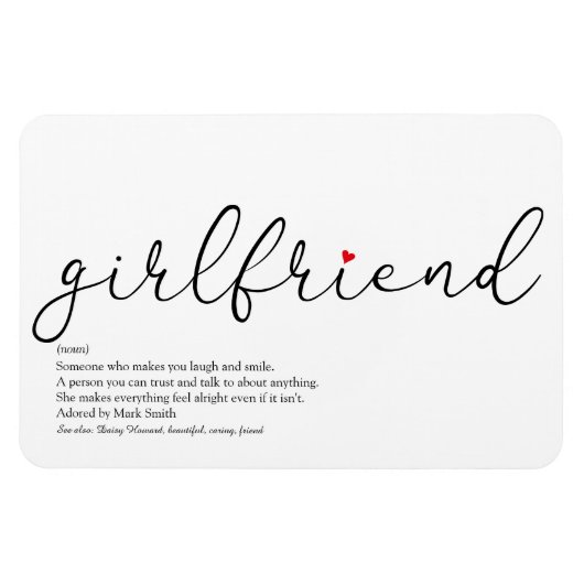 Script Love Heart Girlriend Definition Magneet (Horizontaal)