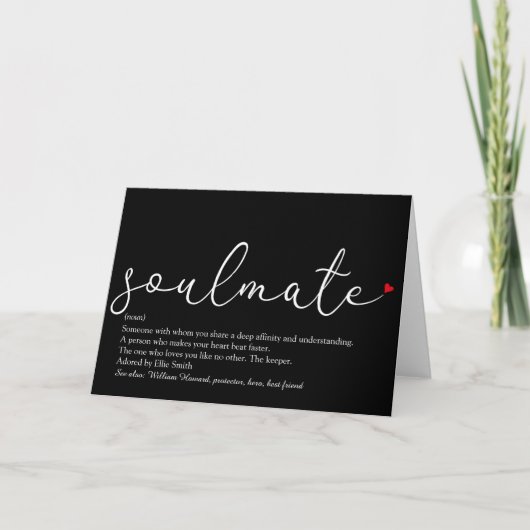 Script Love Heart Soulmate Definition Kaart (Voorkant)