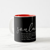 Script Love Heart Soulmate Definition Tweekleurige Koffiemok (Voorkant links)
