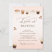 Script Love is Brewing Pink Coffee Vrijgezellenfee Kaart (Voorkant)