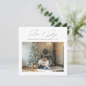 Script Love & Joy Modern Family Kerstfoto Feestdagenkaart (Staand voorkant)