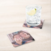  Script LOVE Pastel Pink Photo Weddenschap Kartonnen Onderzetters (Insitu)
