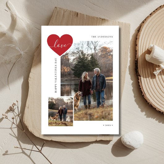 Script Love Pet Rustic Family Dog Photo Valentijn Feestdagenkaart
