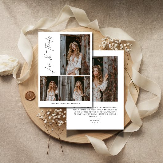 Script Love & Thanks 4 Foto Bruidsbruiloft Bedankkaart