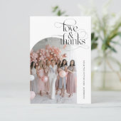 Script Love & Thanks Bruidsboog foto Bedankkaart (Staand voorkant)