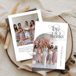 Script Love & Thanks Bruiloft Bridal Shower Boog f Bedankkaart