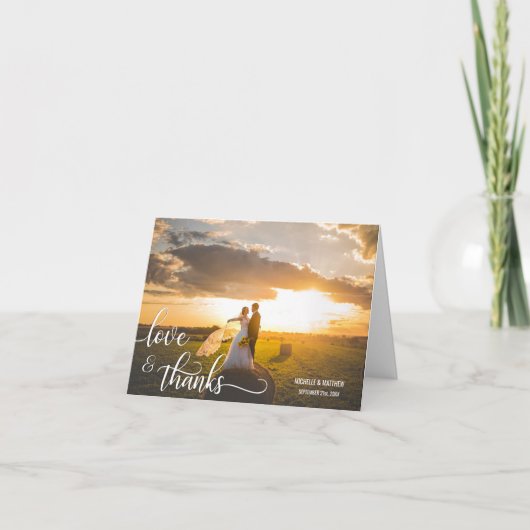 Script LOVE & THANKS trouwbriefkaart | FOTO Bedankkaart (Voorkant)