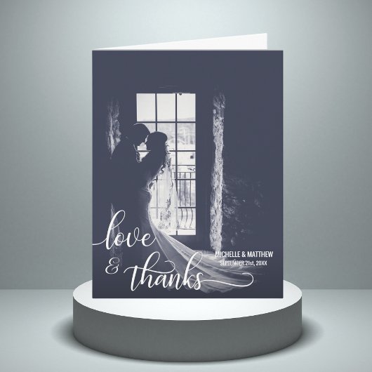 Script LOVE & THANKS trouwkaart met foto Bedankkaart