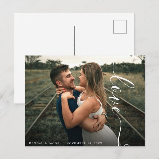 Script Love Wedding Photo Briefkaart (Voorkant / Achterkant)