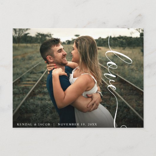 Script Love Wedding Photo Briefkaart (Voorkant)