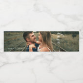Script Love Wedding Photo Waterfles Etiket (Enkel label)