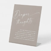 Script Luier Gedachten Neutraal Baby shower Reclamebord Met Voetstuk (Voorkant)