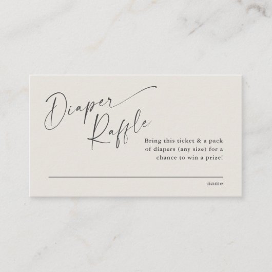 Script Luier Raffle Neutraal Baby shower Informatiekaartje (Voorkant)