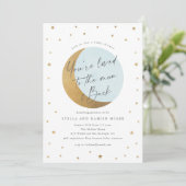 Script Maan en Sterren Baby Shower Kaart (Staand voorkant)