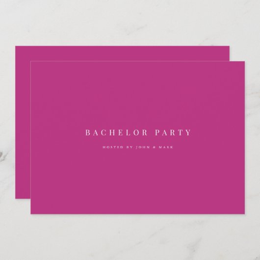 Script Magenta Bachelor Party Invitation Kaart (Voorkant / Achterkant)