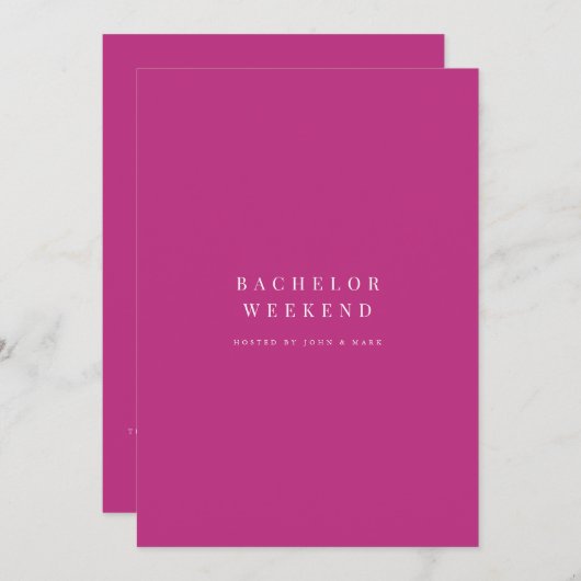 Script Magenta Bachelor Weekend Uitnodiging (Voorkant / Achterkant)