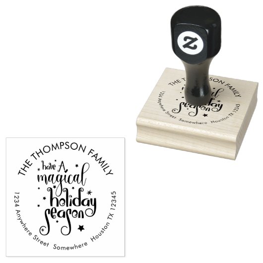 Script Magische Vakantie Seizoen Terugkeer Naam Ad Rubberstempel (Gestempeld)