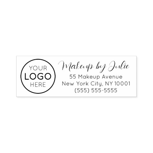 Script Make-up Studio Naam en Logo Retouradres Zelfinktende Stempel (Design)