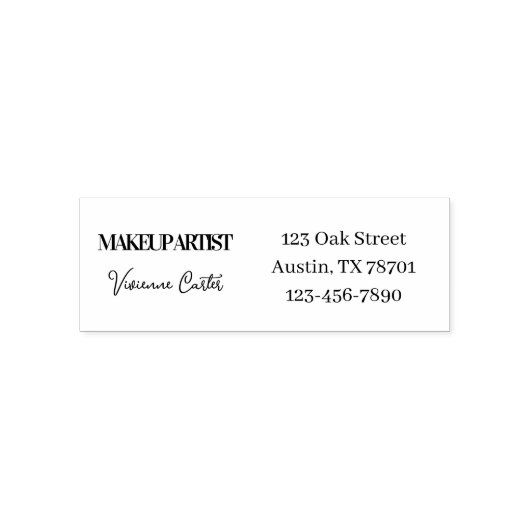 Script Make-up Studio Naam Retouradres Telefoon Zelfinktende Stempel (Design)