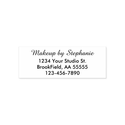 Script Make-up Studio Naam Retouradres Telefoon Zelfinktende Stempel (Design)