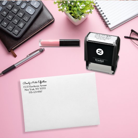 Script Make-up Studio Naam Retouradres Telefoon Zelfinktende Stempel