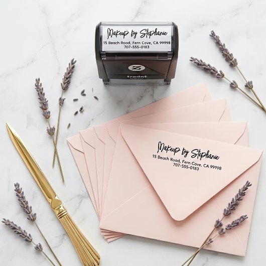 Script Make-up Studio Naam Retouradres Telefoon Zelfinktende Stempel