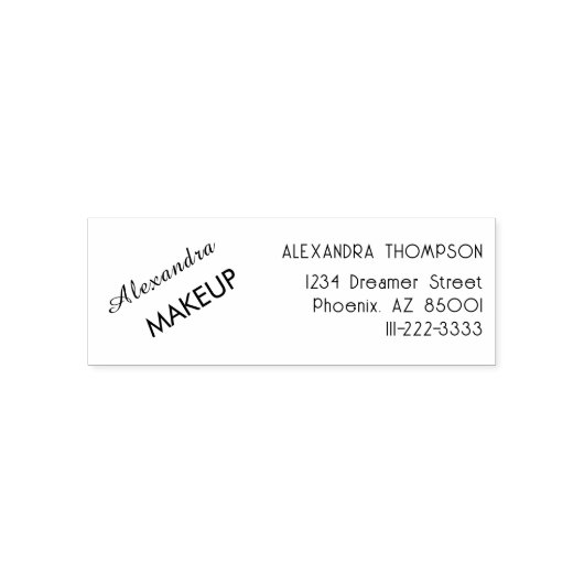 Script Make-up Studio Naam Retouradres Telefoon Zelfinktende Stempel (Design)