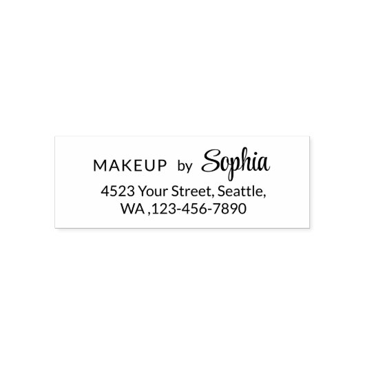 Script Make-up Studio Naam Retouradres Telefoon Zelfinktende Stempel (Design)
