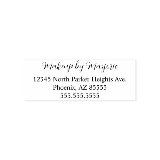 Script Make-upstudio Naam Retouradres Telefoon Zelfinktende Stempel (Design)