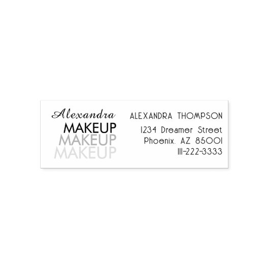 Script Makeup Studio Name Return Address Phone Zelfinktende Stempel (Design)