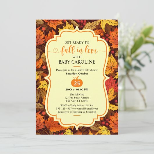Script Maple verlaat Herfst Baby shower Kaart (Staand voorkant)