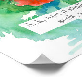 Script Matthew 7:7 Bijbelse Zinnia Flowers Poster (Hoek)